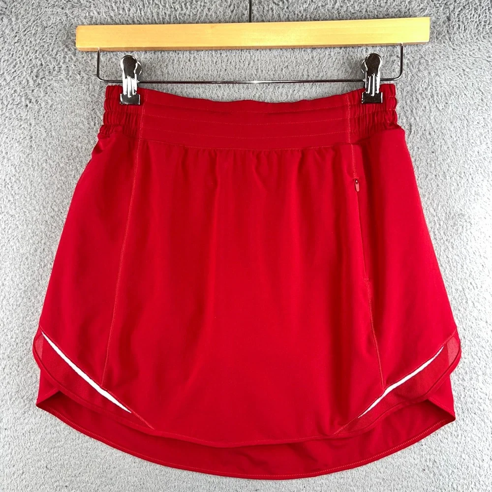 Lululemon Pace Rival Skirt Red Athletic Tennis Running Skort Women Size 8